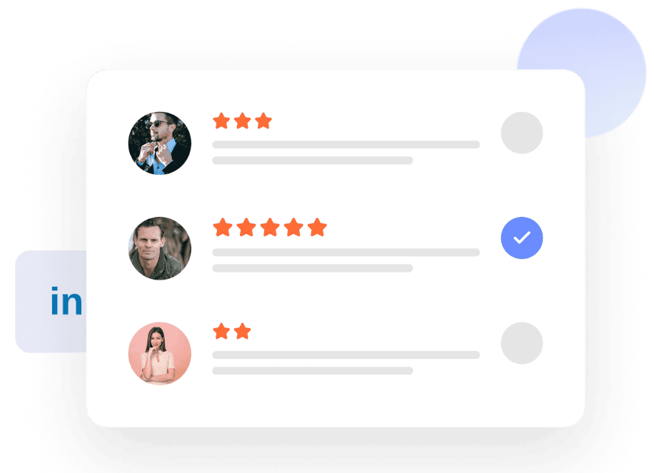 LinkedIn sales automation tool showcasing customer reviews and engagement.