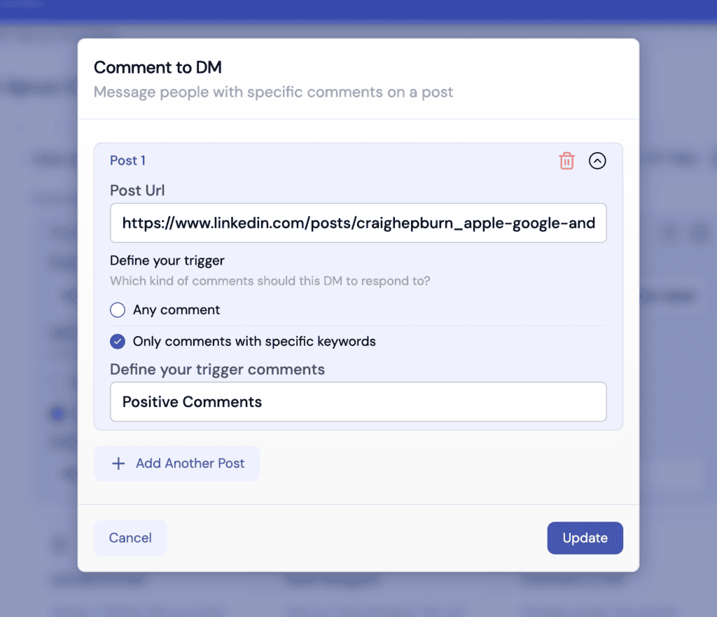 Free leads on linkedin from comment to dm