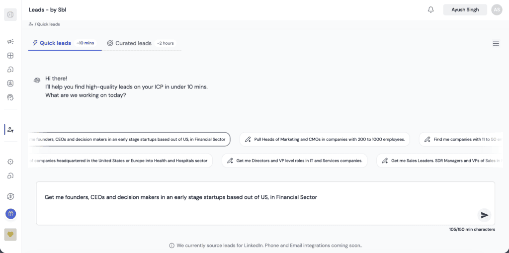 Free leads on linkedin from Leads by SBL