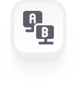 Sales automation icon with A and B blocks representing persuasion tools.