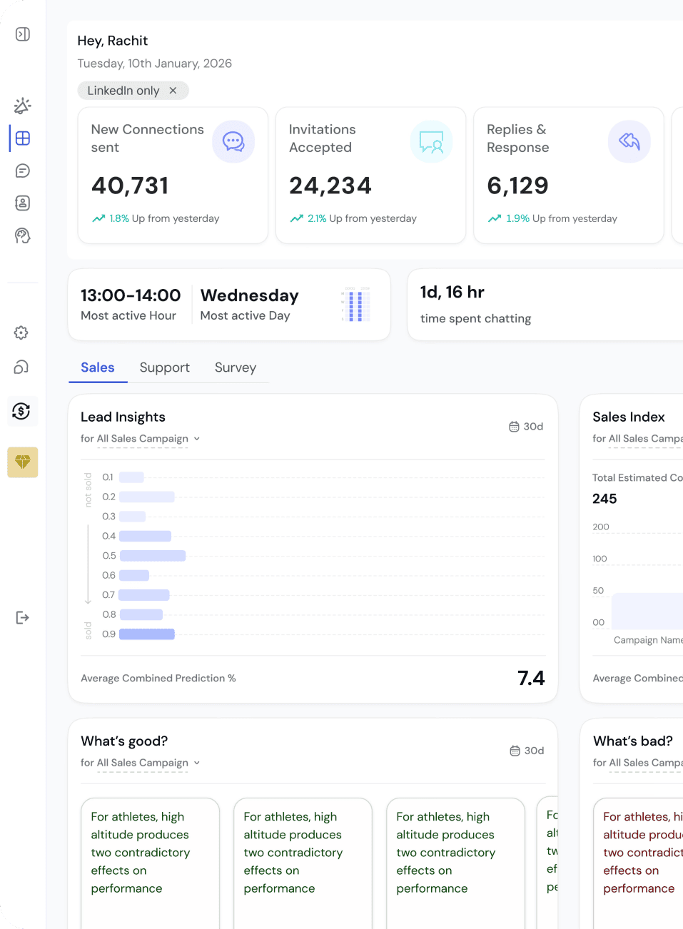 Sales automation tool for persuasive outreach and lead management.