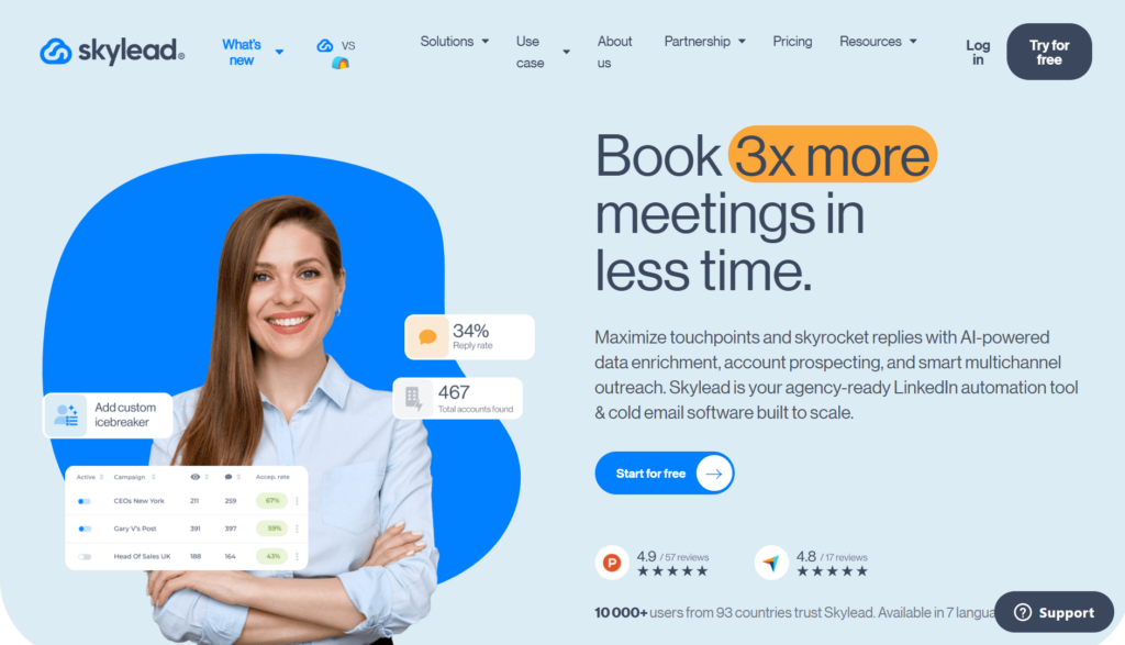 Skyleads page