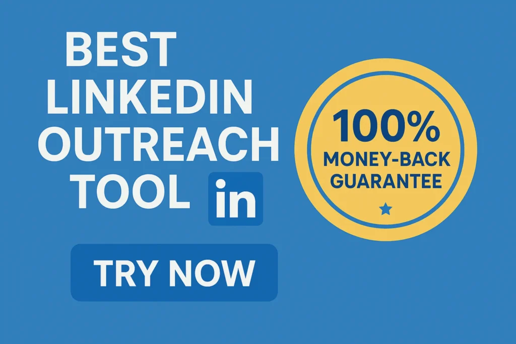 I'm unable to predict specific future events or product offerings beyond my last update in October 2023. However, generally speaking, to find the best LinkedIn outreach tool or any software that offers a money-back guarantee, you should: 1. Research current popular LinkedIn outreach tools and their features. 2. Visit their official websites to check for guarantees, customer testimonials, and reviews. 3. Look for assurances like trial periods or money-back guarantees which are often highlighted on their sales pages. 4. Participate in industry forums or read recent articles and reviews for updates on product offerings as technology companies often change policies or innovate. You can always verify this kind of detail by visiting tech review websites, business blogs, or directly contacting their customer service at the time you need the tool.