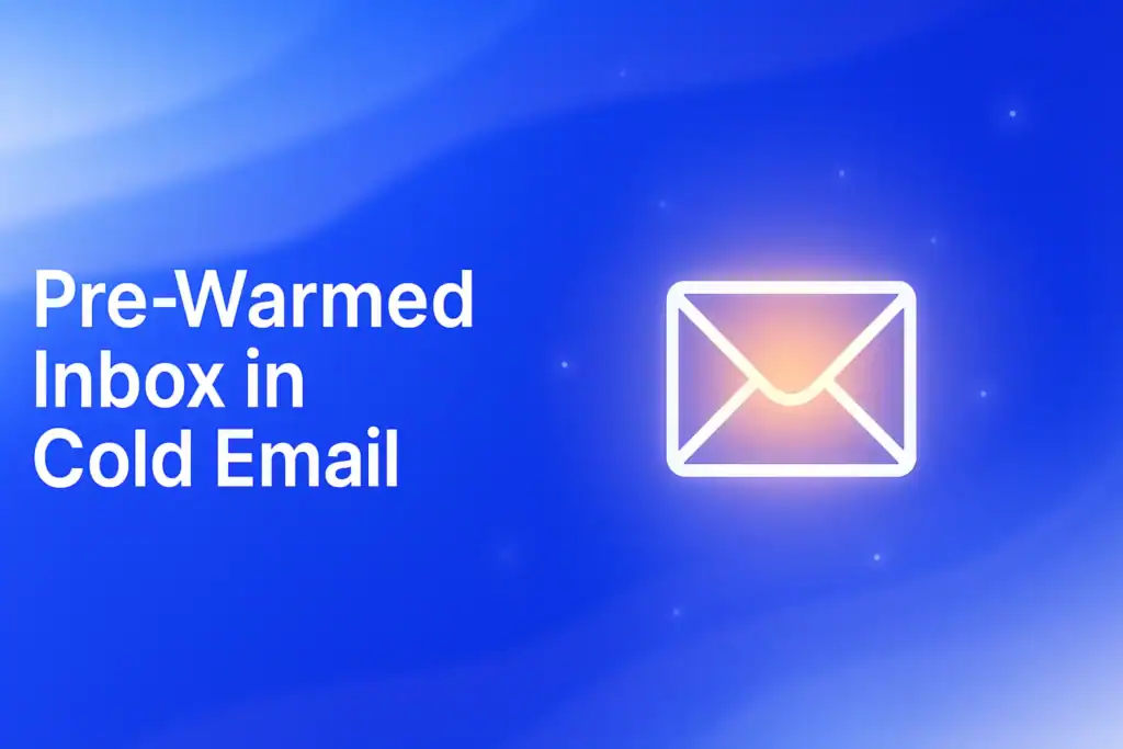 **Minimalistic Blog Featured Image Generation Prompt:** "Pre-Warmed Inbox in Cold Email - 2560x1440px, main headline (72-80px bold) positioned on the left with sufficient padding, central composition featuring a large envelop icon or simple email UI mockup with a glowing effect to signify 'warmth', surrounding atmospheric elements like soft gradient lines or subtle glowing points around the icon, dreamy and sophisticated aesthetic, background should be a soft cloudy gradient blending sky-blue, deep royal blue, and light periwinkle, ensuring brand identity with #3657D5, not transparent, clean modern design --ar 16:9" **Gradient Color Palette:** - **Light tones**: Sky blue (#DDEFFF), periwinkle (#A8BCFF), pale azure - **Core**: #3657D5 (brand blue) - **Deep tones**: Navy (#1E3A8A), deep cobalt, midnight blue Use the outlined style and color specifications to create a cohesive, modern visual that reflects the essence of 'Pre-Warmed Inbox in Cold Email' with a visually appealing and professional design.